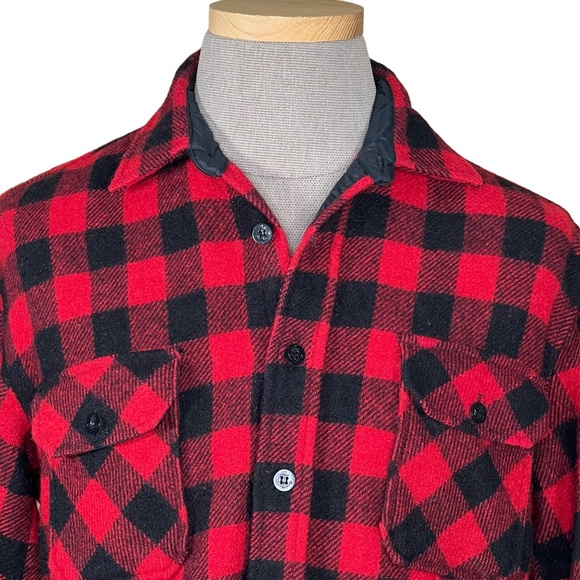 Buffalo Plaid Wool Blend Vintage Shacket By Outdoor Exchange Large 16-16 1/2 - Picture 2 of 11